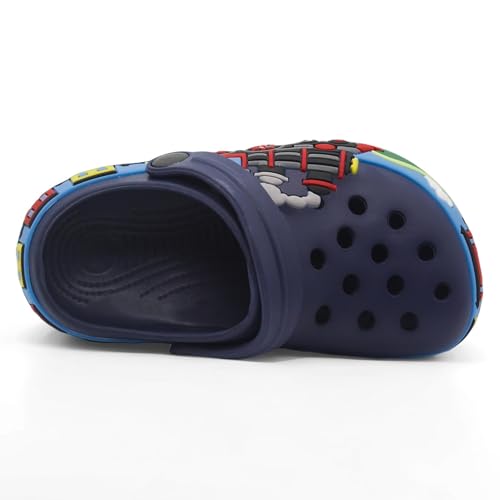 Image of Boys Girls Toddler Clogs Little Kids Slip on Slides Sandals Slippers Cute Cartoon Train Pattern Garden Clogs Summer Indoor Outdoor Beach Pool Water Shoes