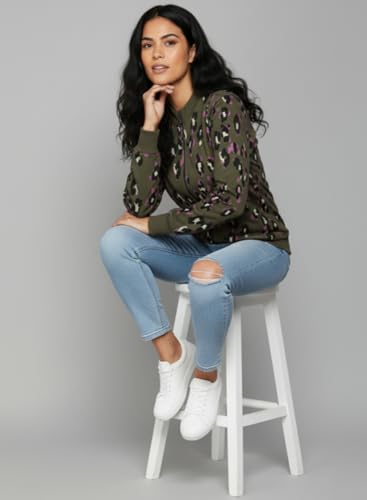 Image of Alan Jones Clothing Women's Printed Zipper Cotton Sweatshirt