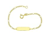 ARMKETTCHEN KINDER & BABY Das Kinder Identitätsarmband besteht aus massivem 14k (585) Gold I Goldarmband 585 Taufarmband echt Gold - Farbe: Gelbgold Kettentyp: Figarokette Länge: 14 cm