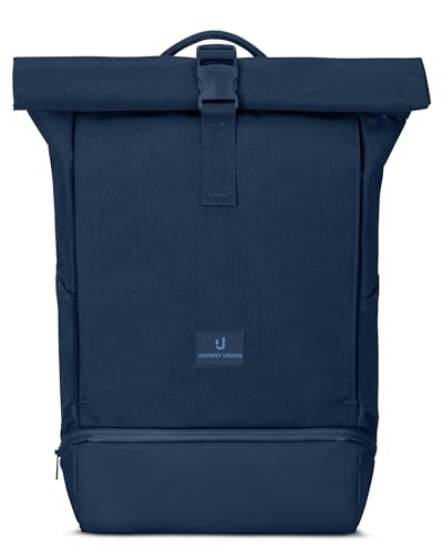 Johnny Urban Rucksack Damen & Herren Dunkelblau - Allen Medium - Rolltop Mit Laptopfach für Uni Fahrrad Business - 15L - Wasserabweisend