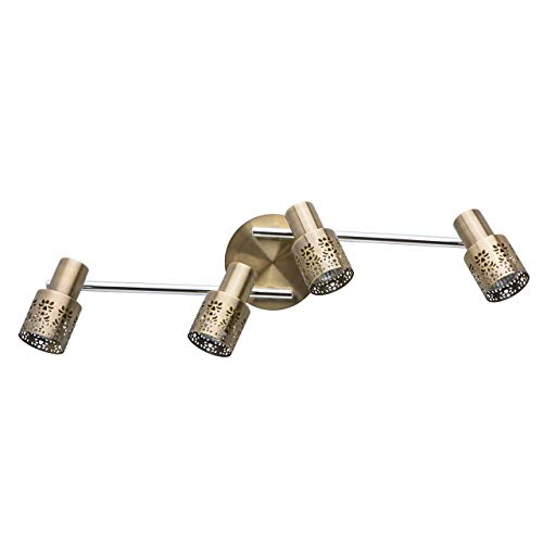 MW-Light 540021104 Spot Mural sur Rail 4 Lampes Orientables Métal couleur Bronze Style Moderne Ampoues Halogénes 4x35W GU10 incl.