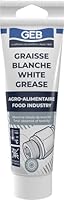 GEB Weißes Fett ohne Seife, speziell für Lebensmittelkontakt zur Schmierung von Gelenken, Lagern, Kaffeemaschinen, völlig frei von Toxizität, Tube 125 ml