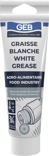 GEB Graisse blanche sans savon, spécial contact alimentaire pour lubrification des articulations, roulements, machines à café. Absence totale de toxicité. Tube 125ml