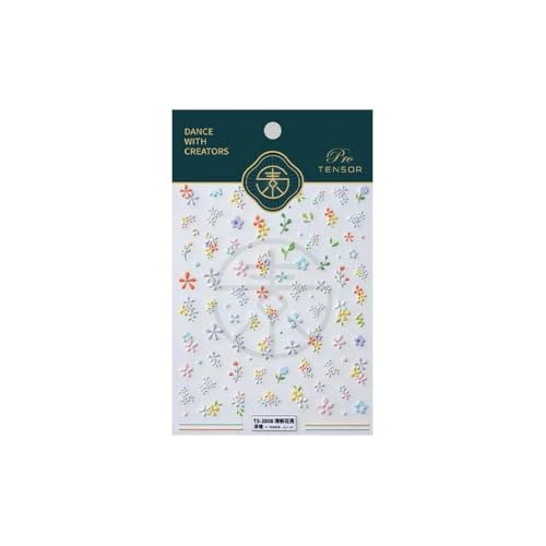 Image of Flower Nail Stickers Colorful Nail Decals for Nail Art Design 5D Embossed Self Adhesive Nail Art Stickers Charm Floral Supplies Accessories for Women Nails Manicure Decoration