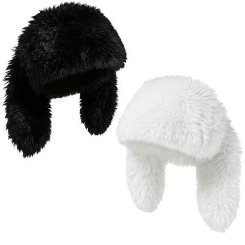 Shyyween 2 Pcs Y2k Fuzzy Bunny Hat for Women Christmas...