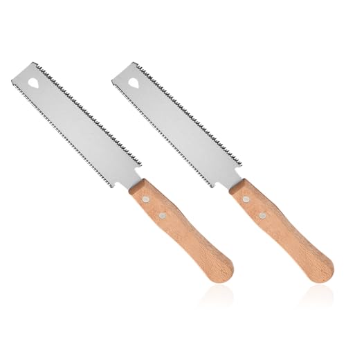 Lot de 2 petites scies à main japonaises pour coupe fine du bois, scie à main flexible avec poignée en hêtre, outil d&rsquo;élagage pour le jardin, l&rsquo;élagage, la menuiserie, la décoration domestique
