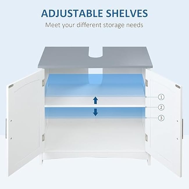 JHshop Sink Storage Cabinet, Rustic Under Sink Cabinet, Bathroom Vanity Cabinet with Double Door Space Saver Organizer, 23.5 W x 13 D x 23.5 H Suitable for Washbasin U Shaped Cut-Out