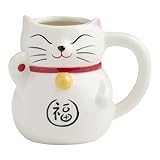White Lucky Cat Figural Ceramic Mug - Coffee Mugs with Cute Design - Ceramic Coffee Mug - Ceramic Cup for Drinking Coffee and Tea - Coffee Mug Ceramic - Ceramic Coffee Cup - Mug for Coffee (14oz)
