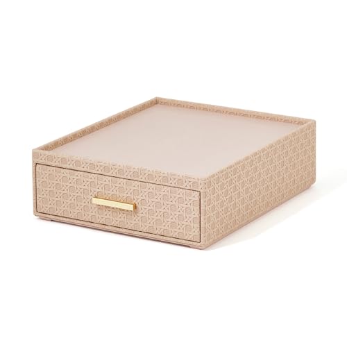 Francfranc フランフラン エンボス ステーショナリーボックス L ピンク 引き出し式 収納ボックス 文具 小物入れ