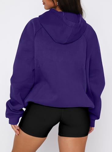 onlypuff Women Half Zipper Pullover Sweatshirt Long Sleeve Hoodies Kangaroo Pocket Fleece Basic Sweater