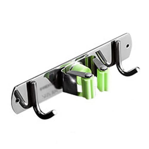 Broom And Mop Holder, Wall-mounted Buckle Design Cleaning Tool Storage Rack, Garden And Kitchen Garage Tool Racks For Garage/Laundry (Si (Silver 18.8x3cm)