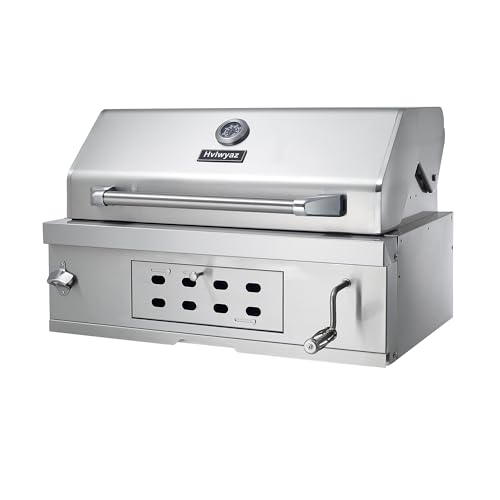 Large 28-Inch Built-In Charcoal Grill