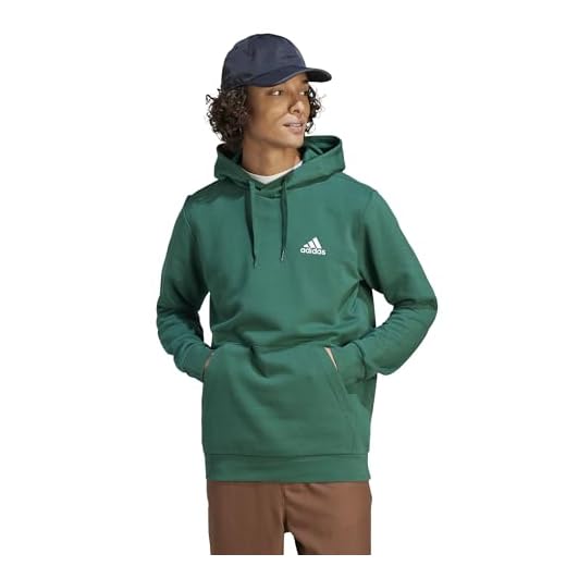 adidas Essentials Fleece Hoodie Sudadera, Collegiate Green, XL Hombre