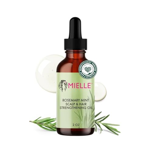 Mielle Organics Rosemary & Mint Hair Oil – Strengthening Biotin Oil Infused Frizzy & Damaged Hair Care – Split Ends & Dry Scalp Treatment to Support Longer, Healthier Strands, 2 Ounce