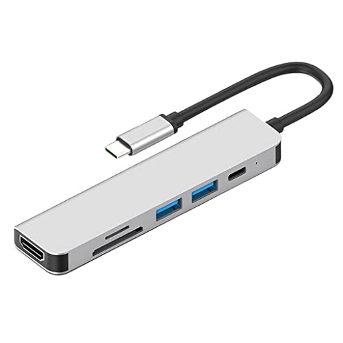 Almencla 6-em-1 hub usb c tipo c hub, usb c para hdmi, 2 portas usb 3.0, leitor de cartão sd/tf, ada