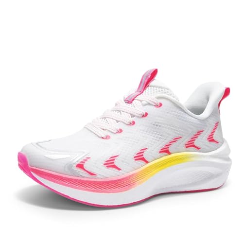 Women's Running Walking Tennis Shoes Comfortable Non-Slip FlyLife Breathable Athletic Workout Gym Cross Trainer Sports Sneakers 10 White/Pink