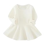 Kleinkind Baby Mädchen Kleidung Babykleidung Floral Bow Outfits Kleid Mädchen Blumenkleidung Lange Hülsen Kleid Langarm Kleidung Blumendruck Prinzessin Kleider (12M-4Jahr) LMMVP (Weiß, 104 (4T))