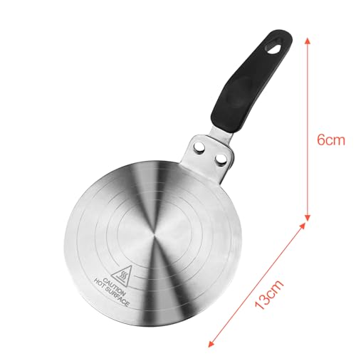 Adaptateur Induction, Disque Relais Induction, Plaque de Diffusion de Chaleur, Diffuseur à Induction avec Poignée Isolante pour Cafetières et Ustensiles de Cuisine Argenté 13cm – Image 3