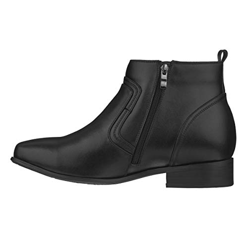 CALTO Men's Invisible Height Increasing Elevator Shoes - Black Leather Zip-up Square-toe Ankle Boots - 3.2 Inches Taller - G99809 - Size 7.5 D(M) US3