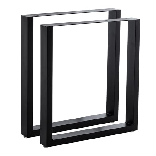 Thanaddo 2er Set Tischbeine Metall Schwarze Tischkufen aus Vierkantprofil 80x40 mm stabile Tischgestell für DIY-Schreibtisch Esstisch Couchtisch Bänke Möbelfüße inkl. Bodenschoner (70x72cm)