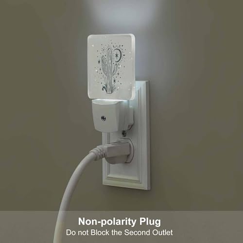 Image of LED Night Light,Wild Cactus Desert Arizona Vintage LED Night Light Plug into Wall with Dusk to Dawn Light Sensor White Energy Efficient Nightlight for Bedroom Bathroom Hallway Living Room Kitchen