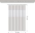 Beige Shower Curtain Plastic Shower Curtain Set with 12 White Hooks Mesh Top Window Clear PEVA Bathtub Curtain Water Proof Bath Curtain for Shower Bathroom,72x72inch