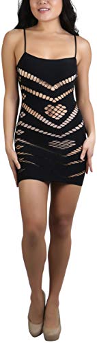 Image of ToBeInStyle Women's Stretch See Through Fishnet Novelty Mini Rave Party Dress