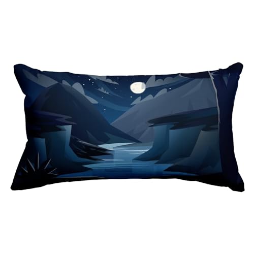 EHOMERY Rectangular Funda Cojín Gigante Fundas Almohada Bedsure Vista Nocturna Seda, India de Almohadas Individuales Vibrante Sedoso Y Lujoso, 50x75cm