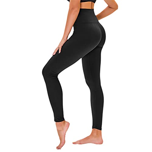 TNNZEET Leggings for Women UK, 1/3 Pack High Waisted Black Trousers Tummy Control for Gym Yoga(Black,L-XL)