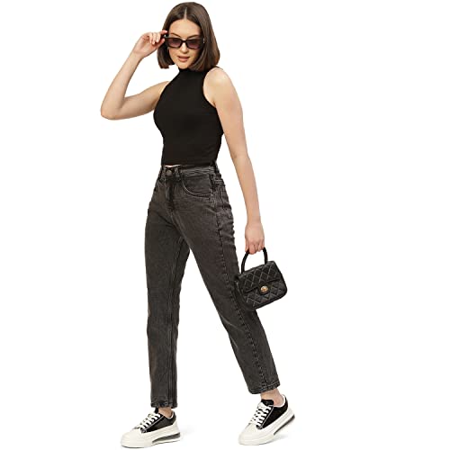 PARIS HAMILTON Womens/Girls High Waist Straight fit Stretchable Denim Jeans Relaxed Fit