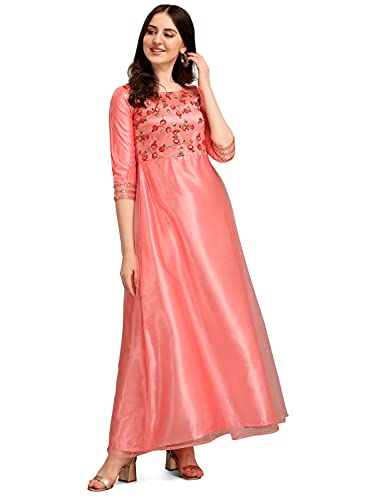 Womanista Women’S Net Regular Kurta (Kur070_Pink_2Xl)