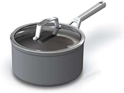 Ninja C30235 Foodi NeverStick Premium 3.5-Quart Saucepan with Glass Lid, Hard-Anodized, Nonstick, Durable & Oven Safe to 500°F, Slate Grey