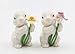 Cute Bunny Rabbits Couple with Flowers Salt & Pepper Shakers