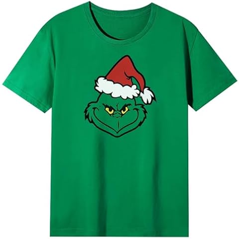 EVECILOO Women‘s Holiday Shirts Short Sleeve T-Shirt Chirstmas Tee Tops for Holiday Party Tee Casual Short Sleeve Green Cover