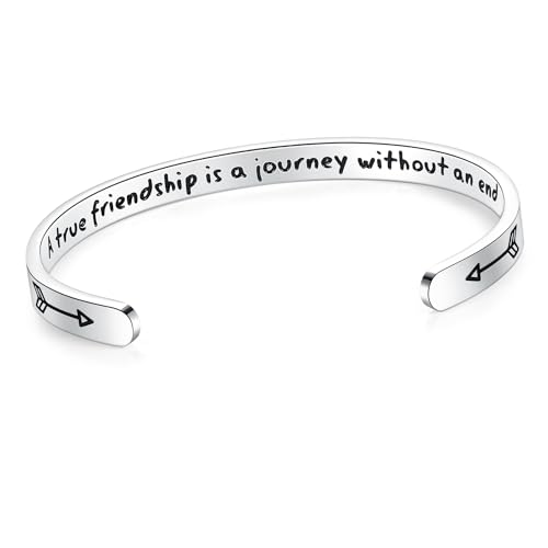 SAM & LORI - SAM & LORI Friendship Bracelet for Women bff Birthday Gift Best Friend Remembrance Teen Soul Siter Bestie Female Jewelry Personalized Christmas Stocking Stuffer A True Friendship is a Journey Cuff