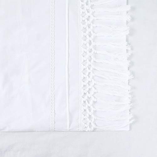 YINFUNG Boho Pillow Shams Standard White Tassel Pillowcase Macrame Set of 2 Fringe Crochet Decorative Tufted Cute Elegant Pretty 100% Cotton Romantic 20x26 Pillow Cover - Thumbnail 4