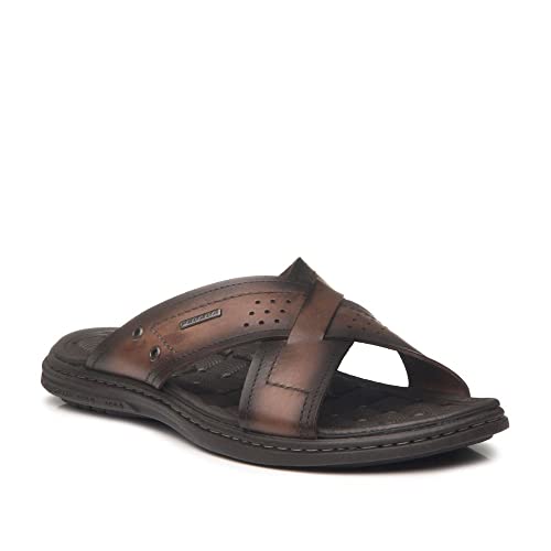 Chinelo Masc Pegada Couro Anilina Pinhão 131222-01 Tamanho:40;Cor:Marrom