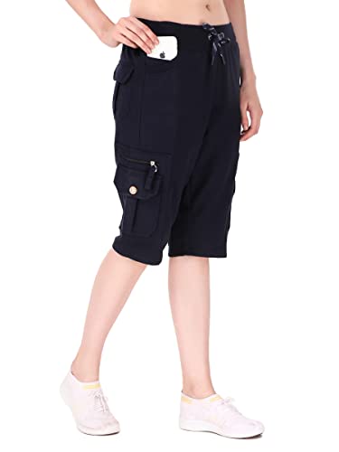Image of UZARUS Womens Cargo Capri Shorts with 9 Pockets