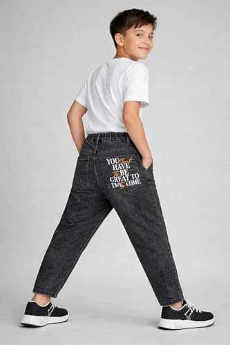 Image of Boys Cargo Pants, Kids Cargo Jeans with Pockets, Adjustable Waist, Stretch Denim Casual Pants for Boys