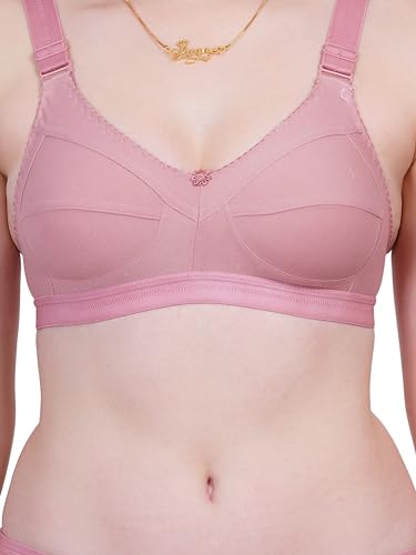 Image of Women Non Padded Bra in B & C Cup - Made of Pure Cotton Full Coverage Non Wired Soft Cup for T-Shirt Saree Dress Sports Garment for Daily Use Everyday