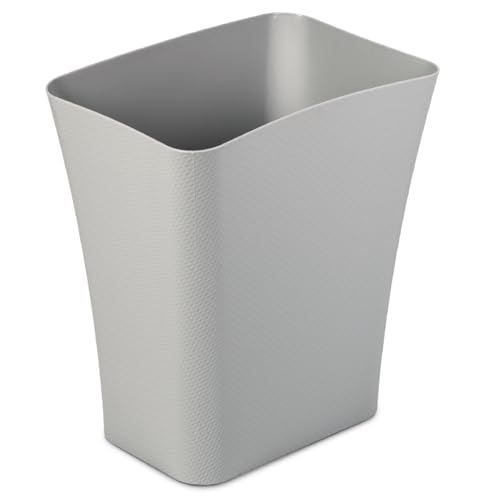 CLOROX Textura Slim Trash Can - 3.1 Gallon Small Waste Basket for Narrow Spaces - Skinny Plastic Garbage Bin for Bathroom, Bedroom, or Office, Grey