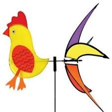 BROOKITE from Peterkin | Chicken Spinner | Brightly coloured Chicken Spinner with 5 tails that will spin in the wind! | 47cm x 50cm with a 1m pole | Kites & Pinwheels | Outdoor Toys | Ages 3+