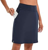 Timuspo Damen knielanger Hosenrock Sportrock mit Innenhose und Taschen Sportliche Skorts Aktiver Bescheidener Laufrock Lässige Reise-Arbeitsröcke