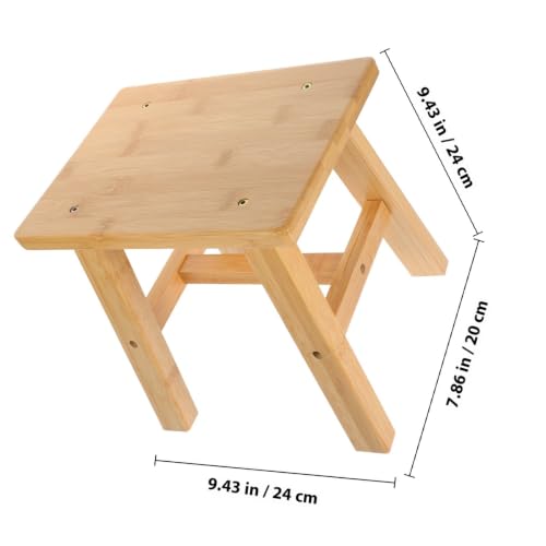 Taburete pequeño de bambú resistente con diseño cómodo para baño 4