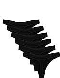 Ekouaer Womens Thongs Invisible Panties 6 pack No Show Seamless Hipster G-String Cotton Thong Small Black Underwear