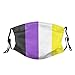 Non-Binary Pride Flag Face Mask Washable Reusable Adults Breathable with 2 Filters Black