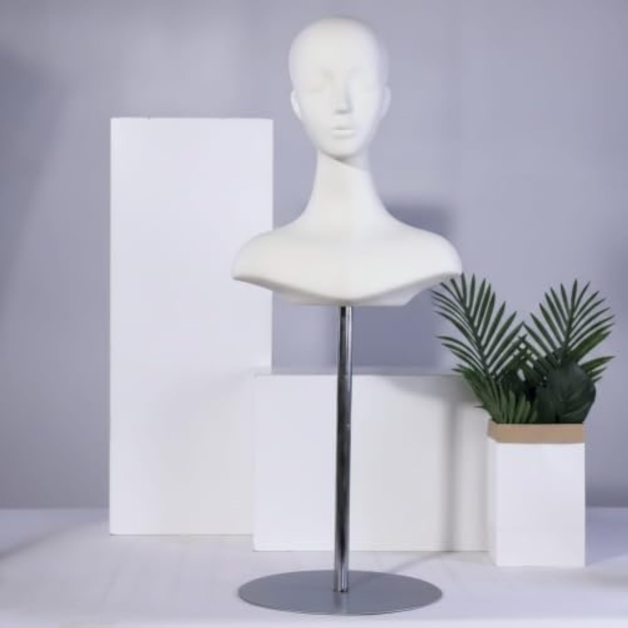 Sturdy Mannequin Head with Shoulders Display Stand