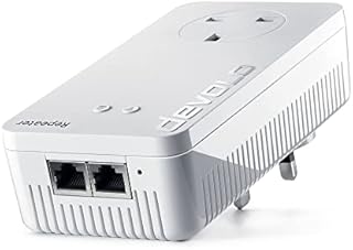 Devolo 8703 Wi-Fi ac Repeater Plus (Wi-Fi Booster with Plug Socket, Faster Internet using Dual Wi-Fi, Compatible with all Routers, (1,200 mbps, 2x LAN Ports, AP mode, Access Point), White