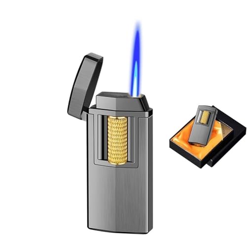 Mechero de metal recargable con luz LED y cámara de aire transparente 2