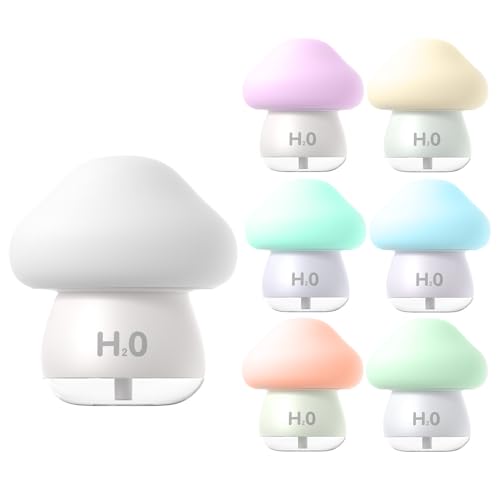 Humidificador de viaje, 7 colores con batería con luz nocturna para el hogar | Humidificador para habitación pequeña | para plantas guardería oficina sueño resfriado mayor bebé noche hotel